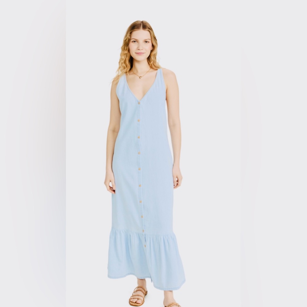 Scotch & Soda Blue Denim Maxi Pinafore Dress NWT